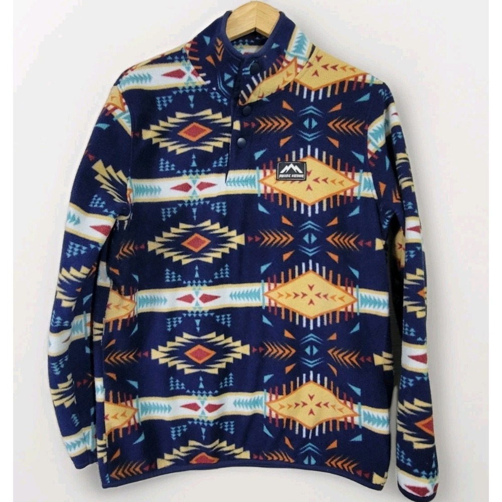 Massive Outdoor Men's Fleece Pullover Size S Aztec Southwest Print Snap Neck...